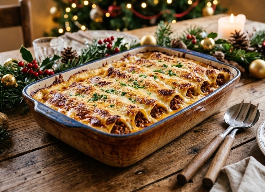 Cannelloni ripieni di carne con besciamella